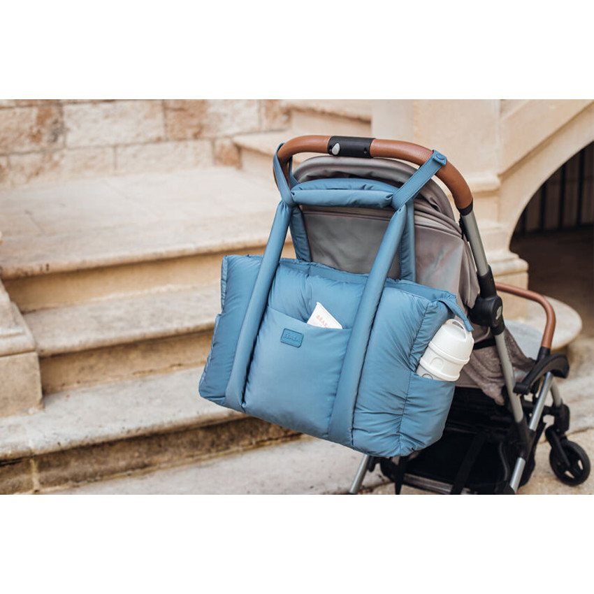Sac à langer matelassé Paris Puffy baltic blue + matelas 