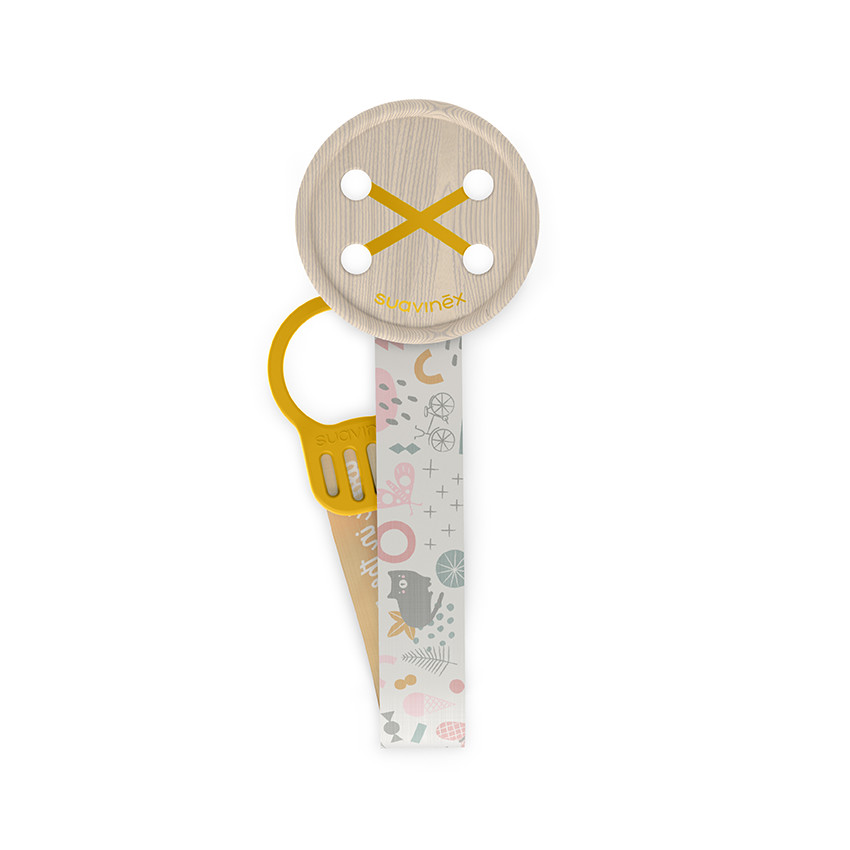 Attache-sucette ruban Walk in the park jaune 