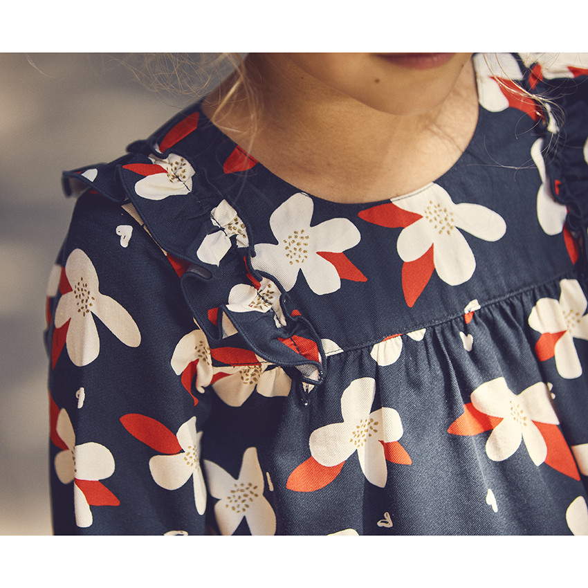 Tunique manches longues imprimé fleurs pour fille 