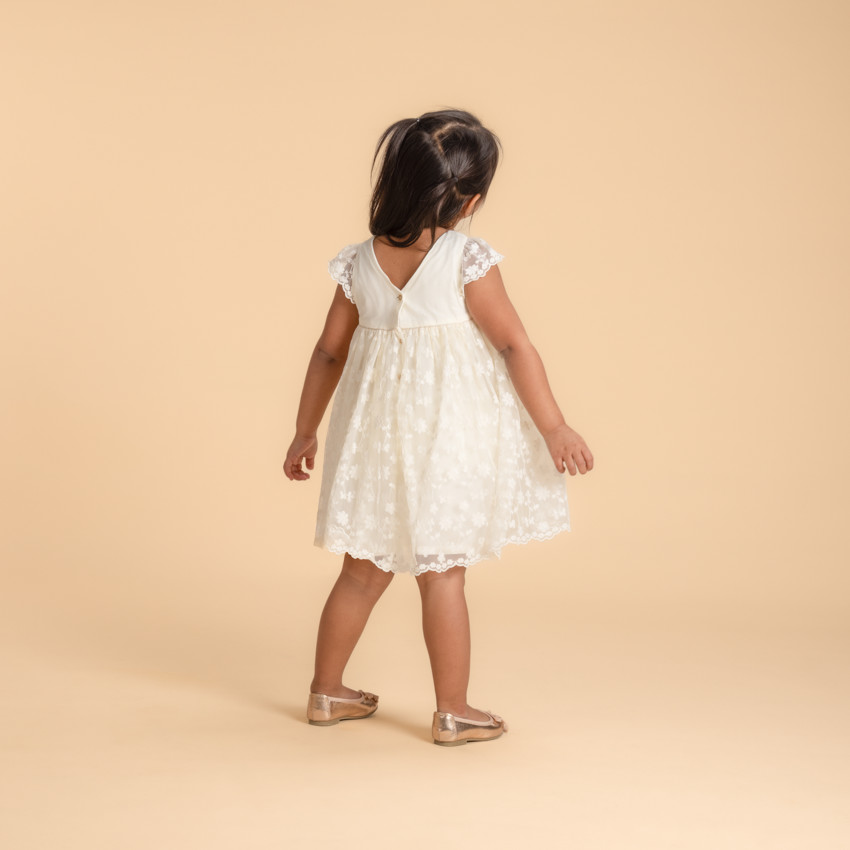 Ensemble de cérémonie robe + bloomer en tulle brodé pour bébé fille 
