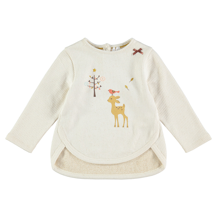 Sweat en molleton côtelé mélangé de fil brillant avec print faon 
