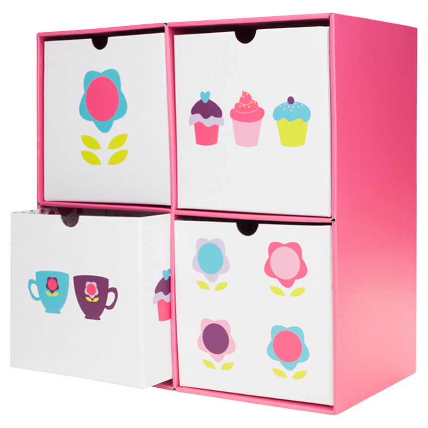 Cube de stockage en carton 4 tiroirs 