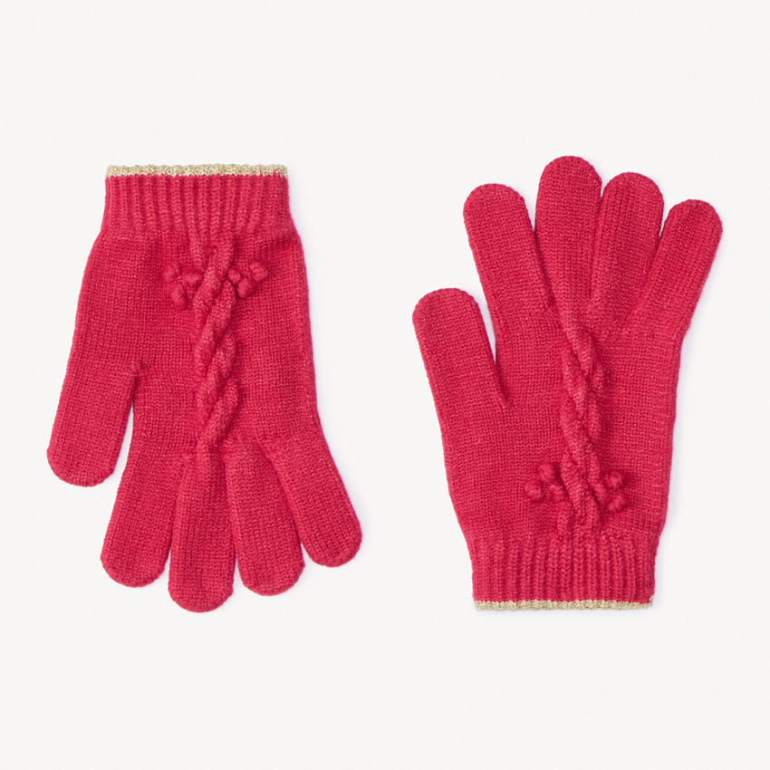 Paire de gants unis en tricot fantaisie pour fille