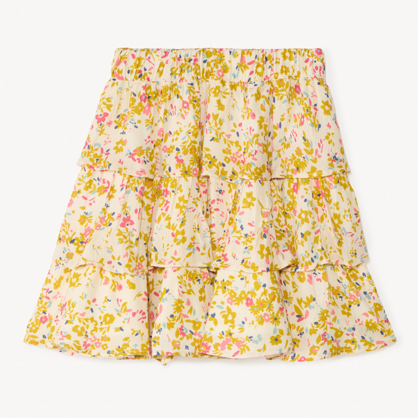 Jupe volantée effet froissé à imprimé fleuri pour fille 