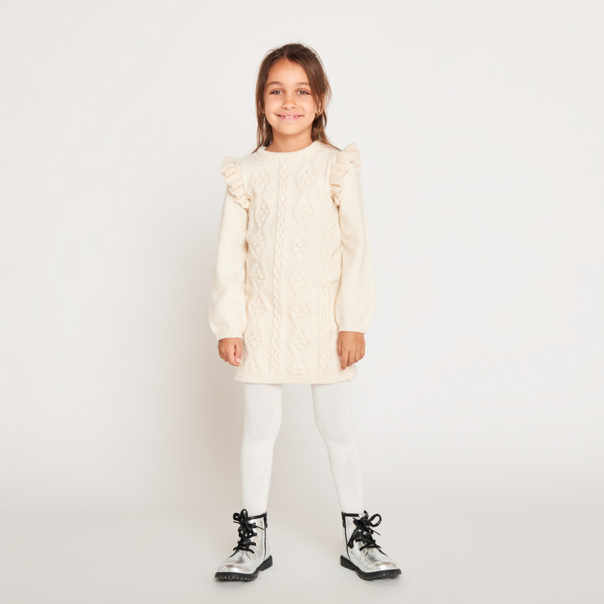 Robe manches longues en tricot uni pour fille 