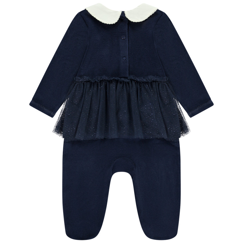 Dors-bien  en velours et tulle effet 2 en 1 pour bébé fille 