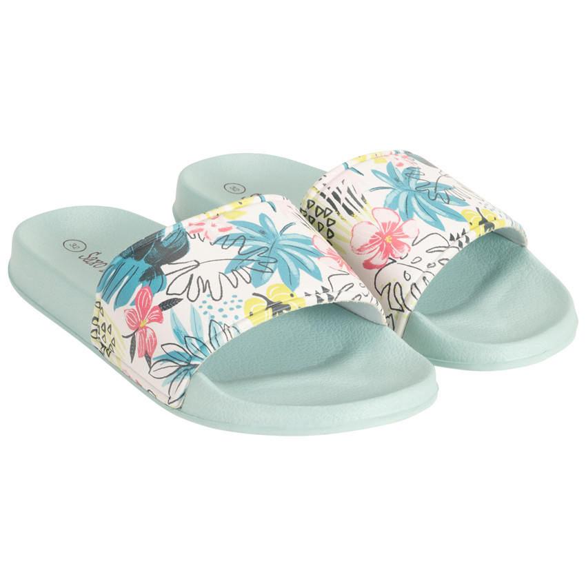 Mules à bride imprimé feuillage pour fille avec lanière selon l'âge 