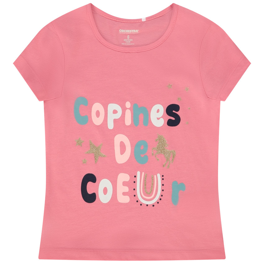 T-shirt manches courtes print fantaisie pour fille