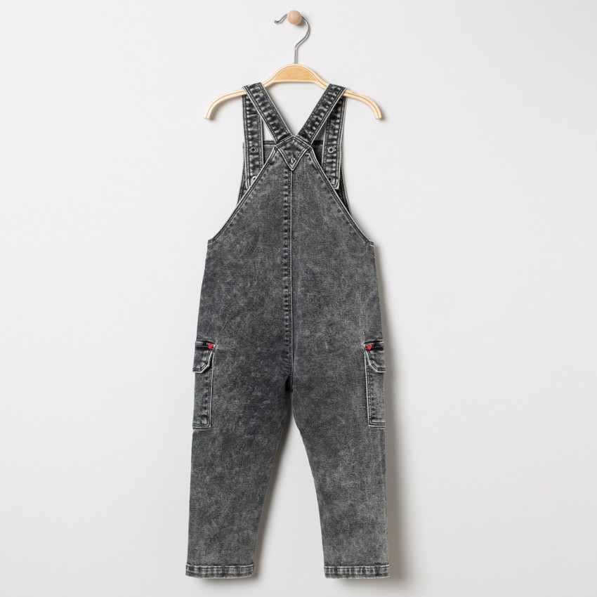 Salopette en jean effet used doublée motif Mickey Disney 