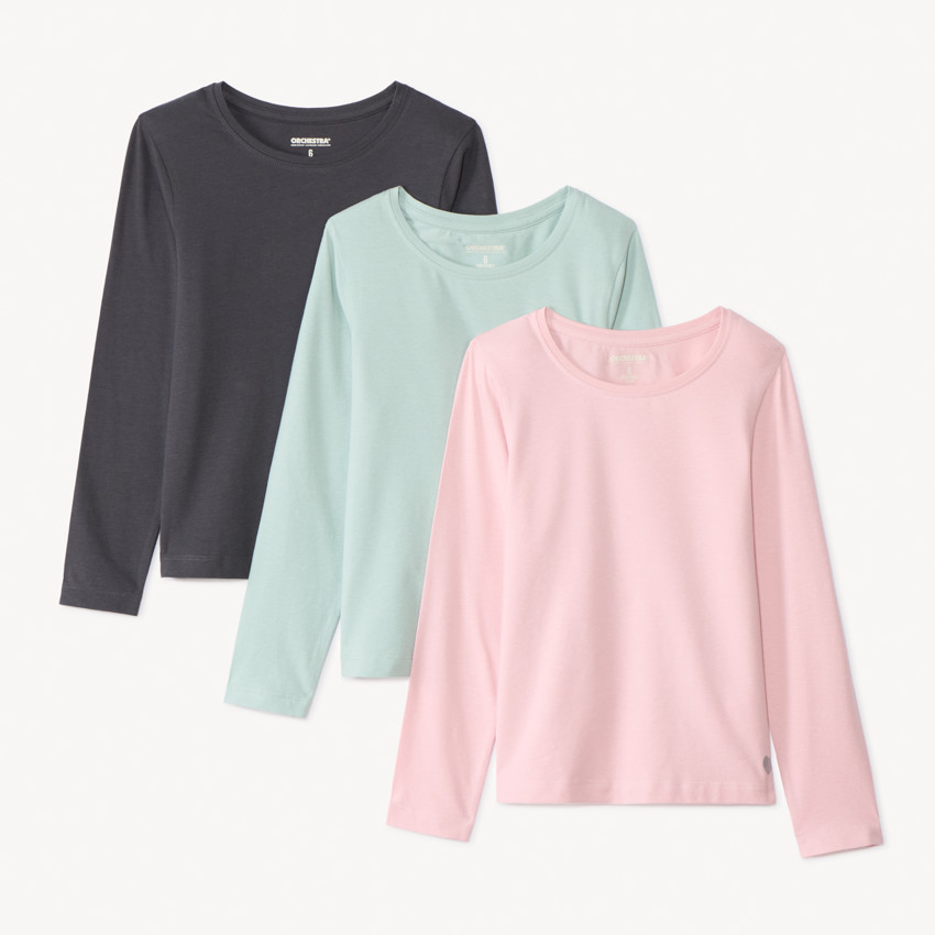 Lot de 3 t-shirts manches longues foil print cœur pour fille