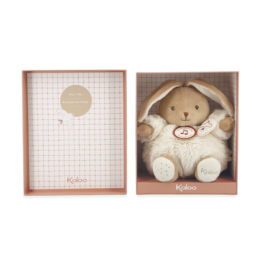 Peluche musicale lapin Patapouf 17cm crème 