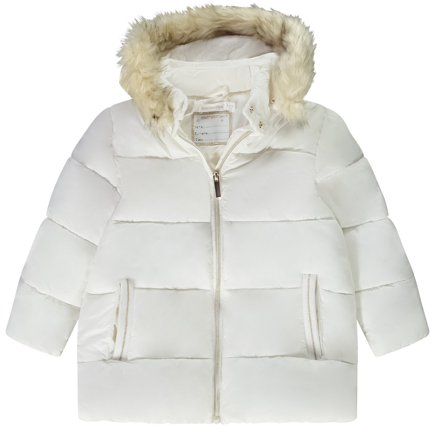 Doudoune longue à capuche en toile pour fille