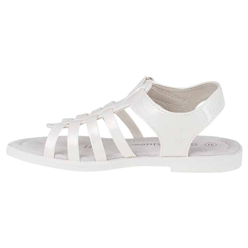 Nu-pieds blancs effet nacré du 24 au 27 