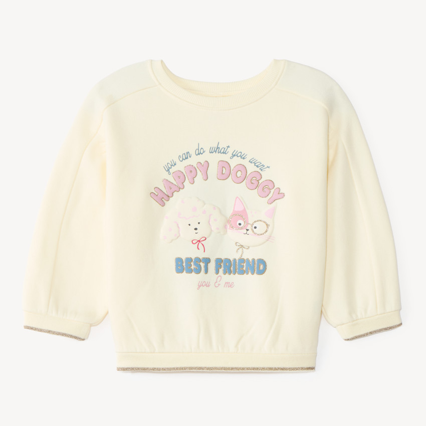 Sweat bébé fille oversize print chien et chat