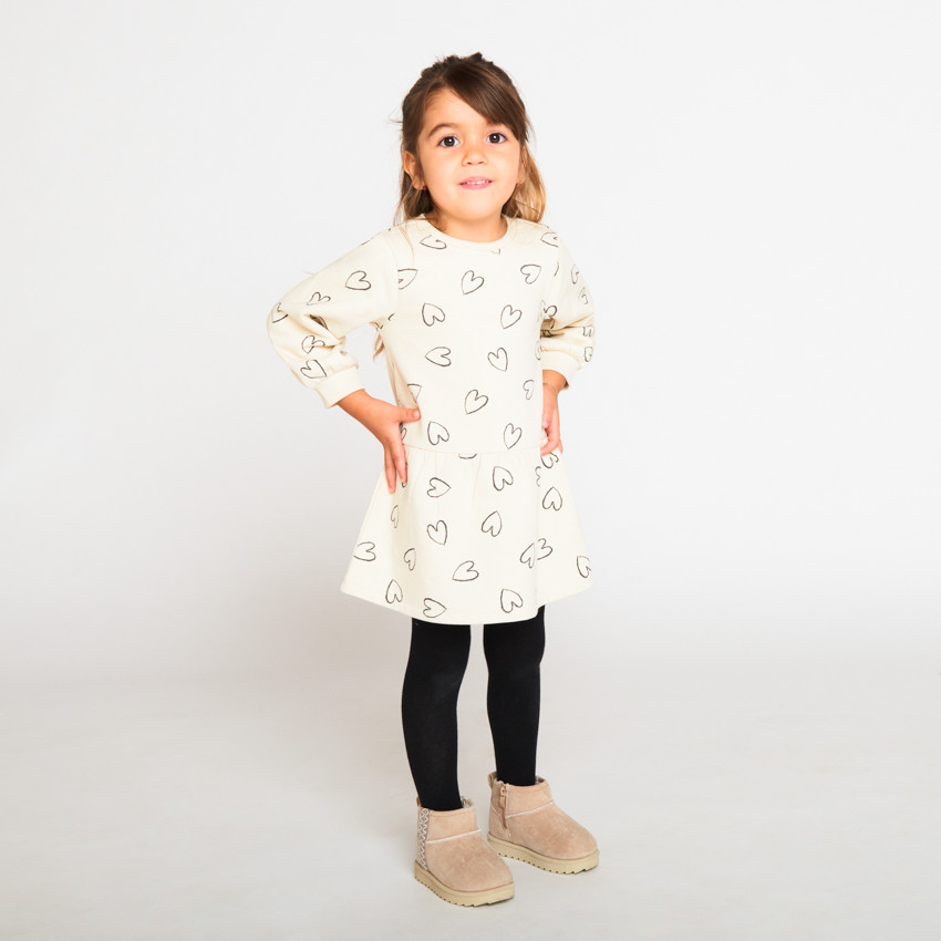 Robe molleton imprimé cœurs pour bébé fille