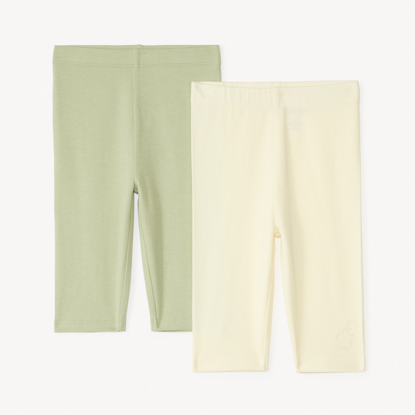 Lot de 2 corsaires unis avec fleurs dorées pour bébé fille