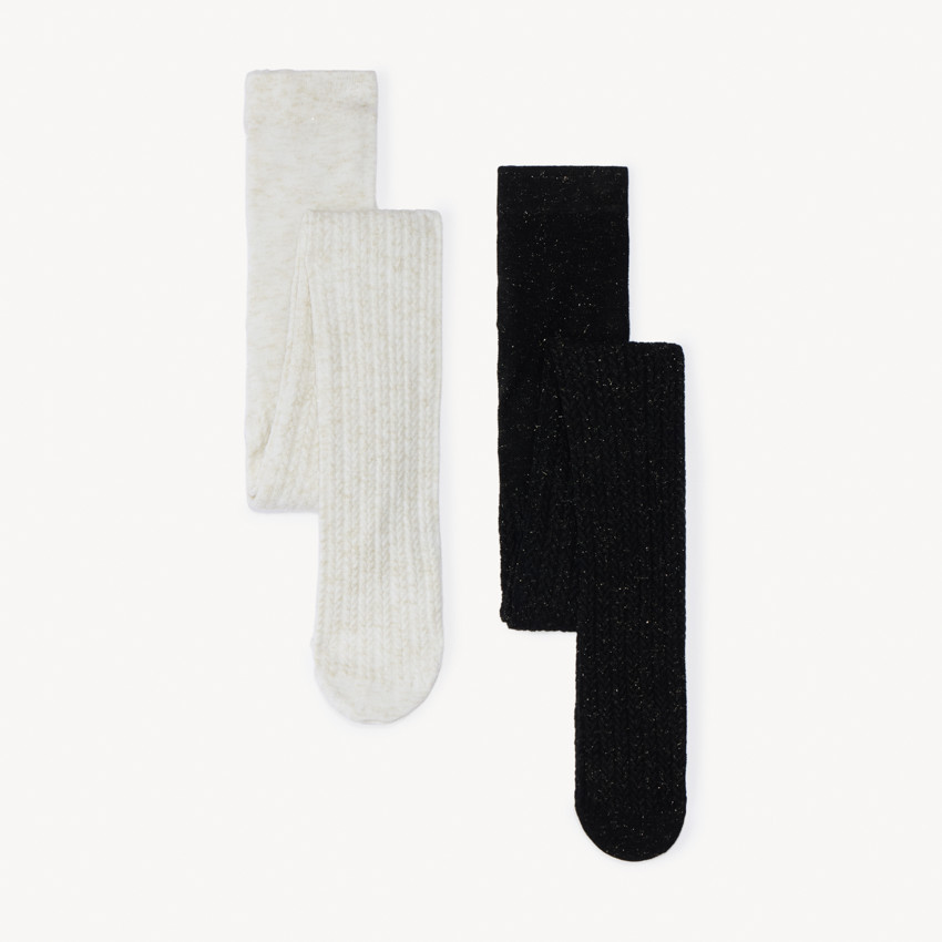Lot de 2 collants épais en tricot torsadé pour fille