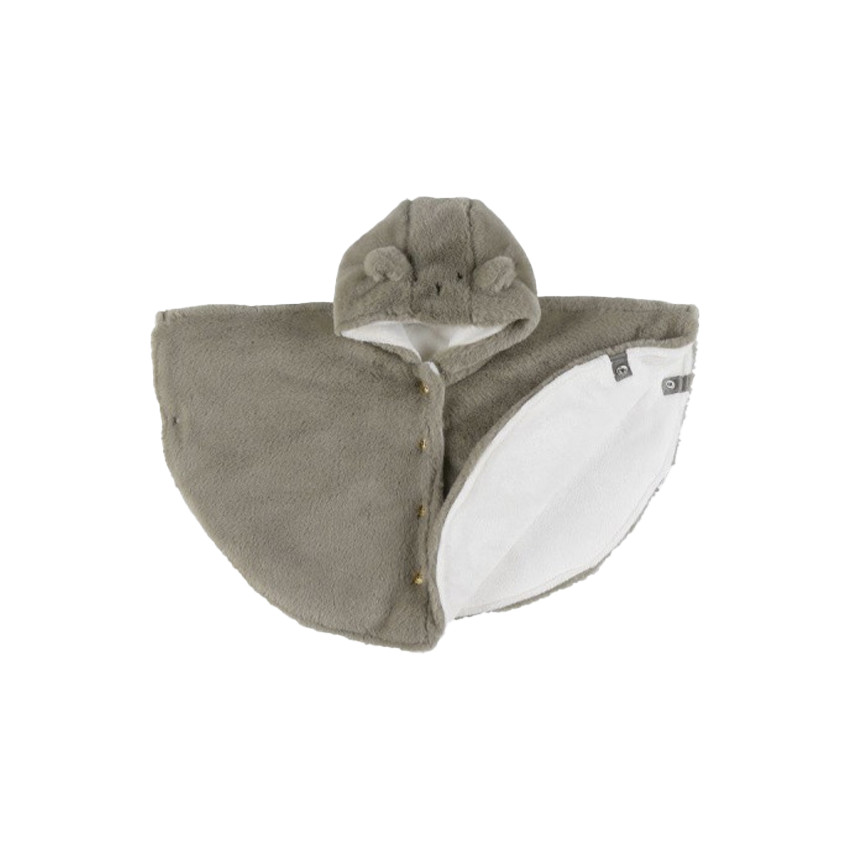 Poncho ludique en fausse fourrure Lapin kaki