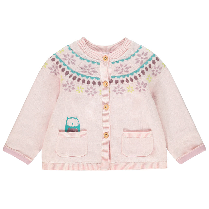 Gilet en tricot à motif jacquard et poches pour bébé fille 