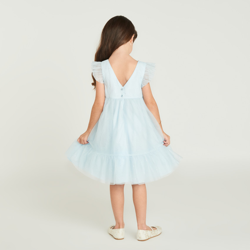 Robe en tulle pailletée uni pour fille 