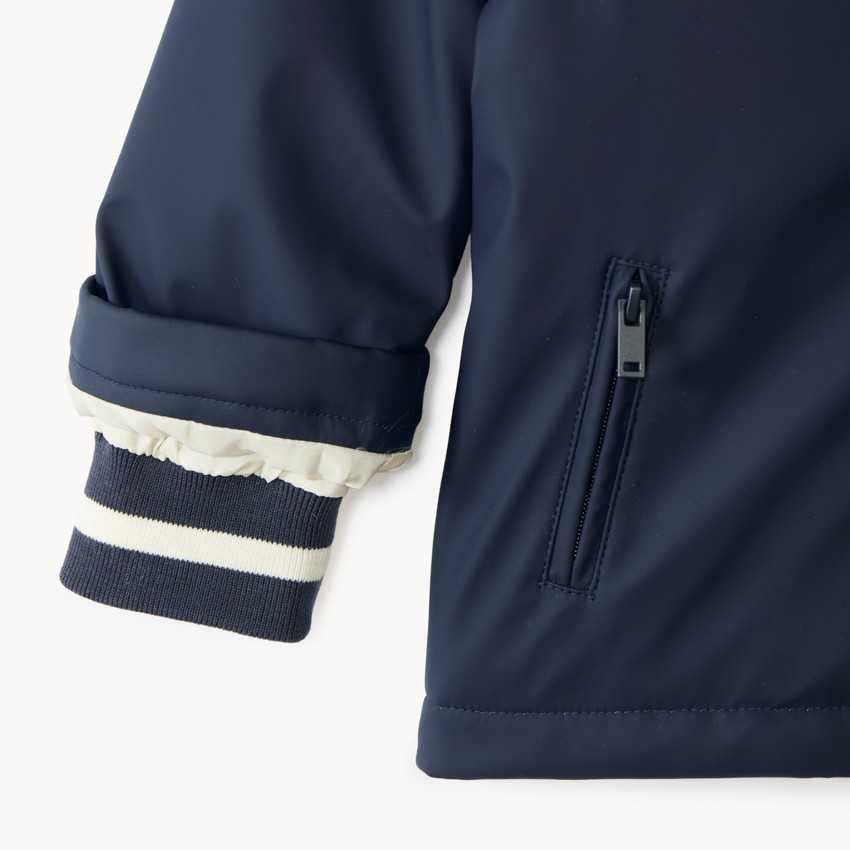 Parka gomme bébé garçon doublée micropolaire à capuche à oreilles 