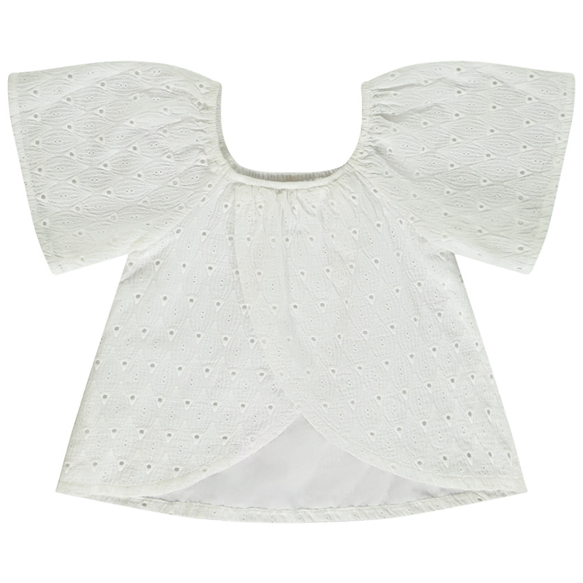Top en broderie anglaise avec dos croisé pour fille 