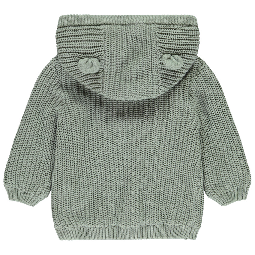 Gilet uni en tricot avec capuche ludique pour bébé garçon  