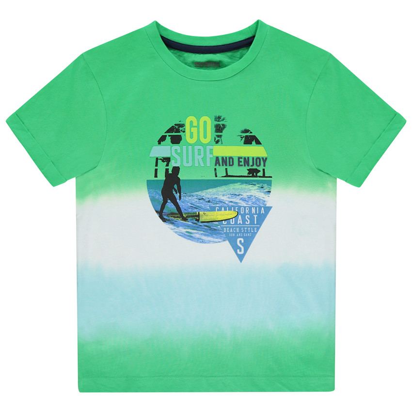 T-shirt manches courtes effet tie and dye à motif esprit surf 