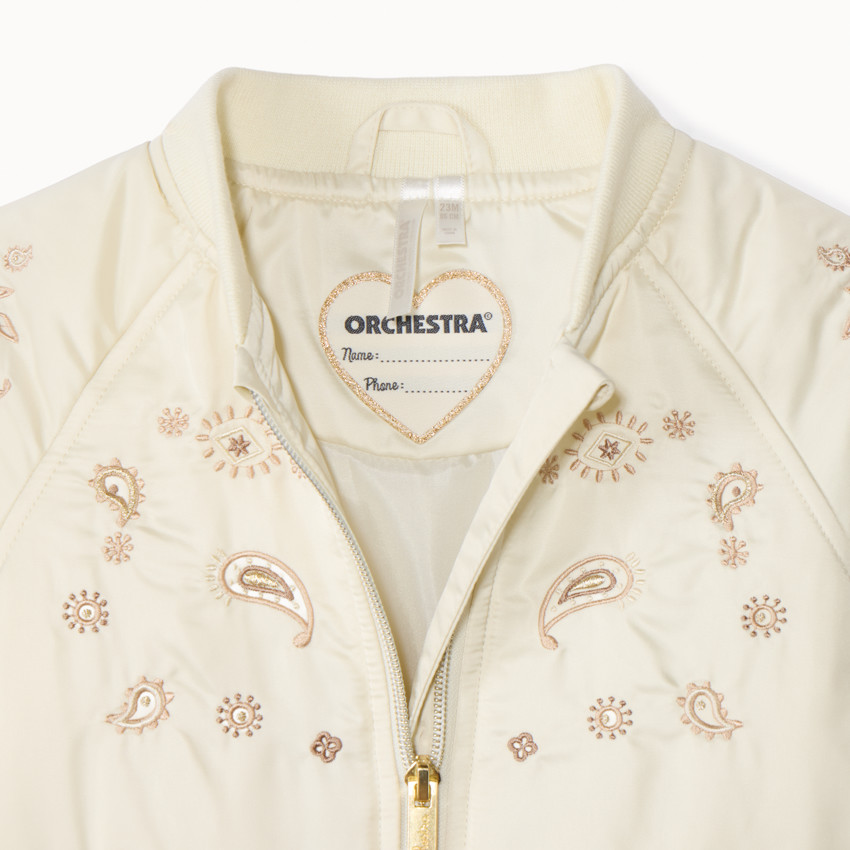 Bombers satiné à broderies cachemire pour bébé fille 