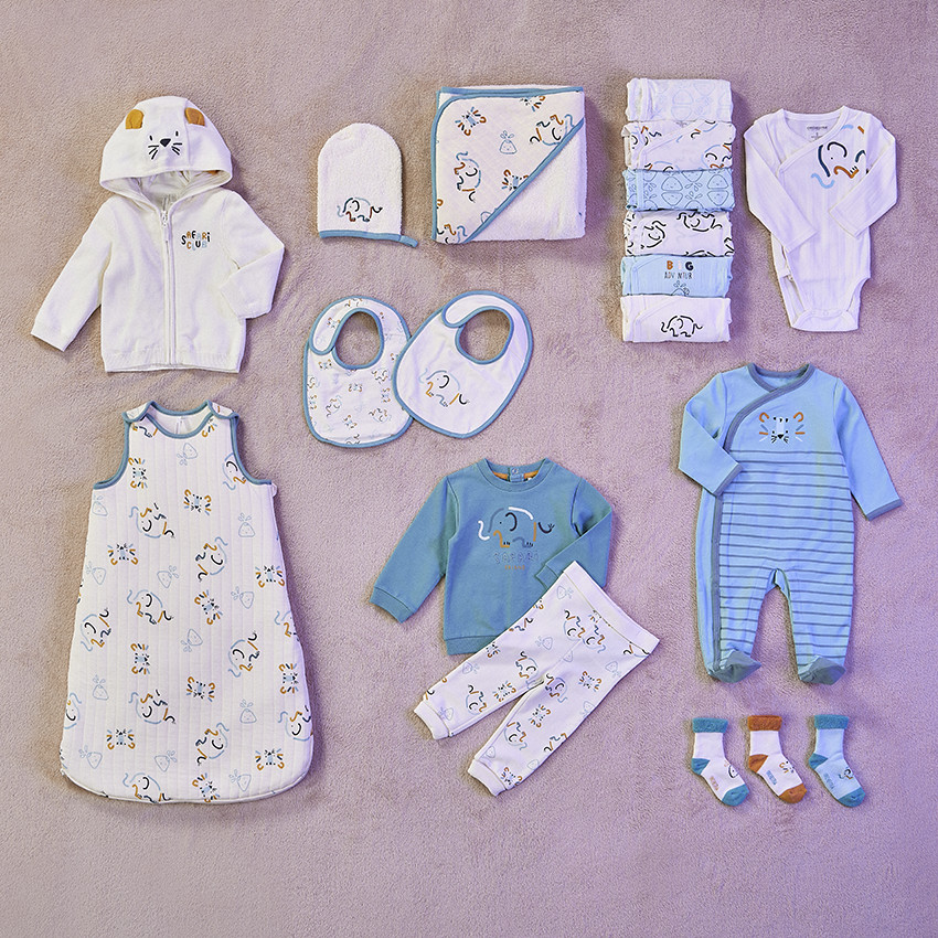 Ensemble jogging molleton motifs éléphant pour bébé garçon 