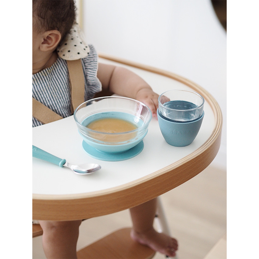 Set repas 3 pièces en verre - Jungle - Bleu (Béaba) - Image 3