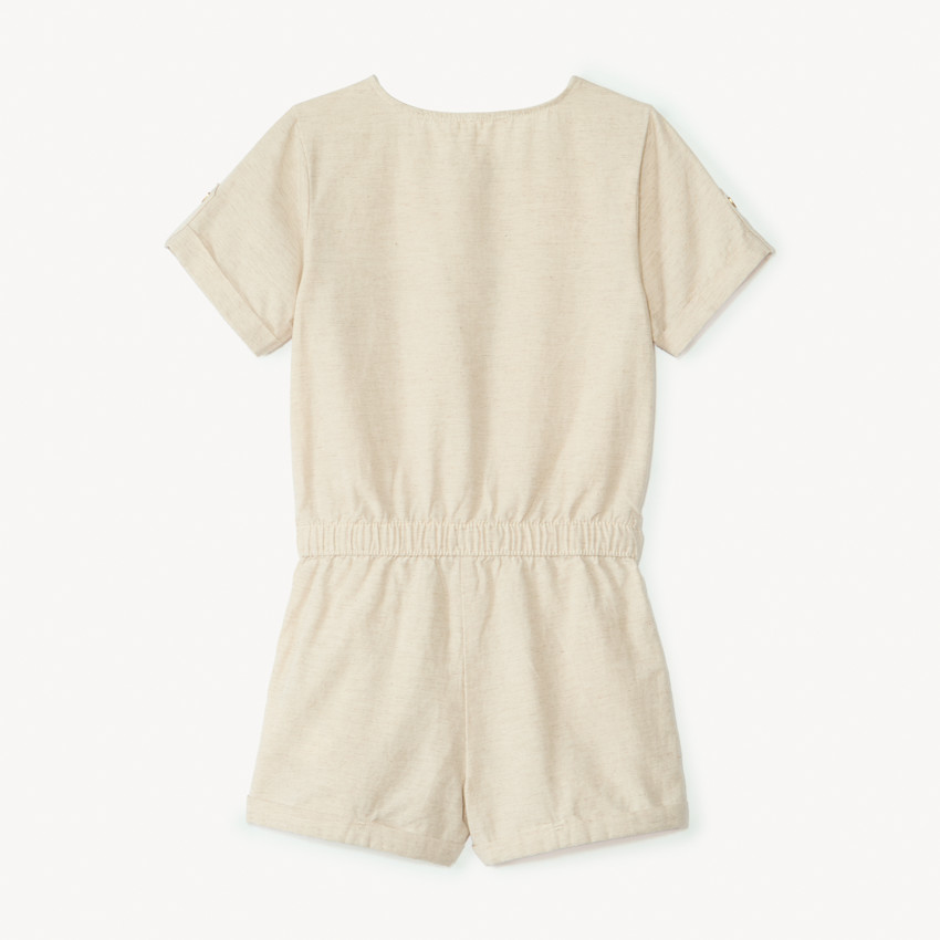 Combinaison courte en toile unie pour fille 