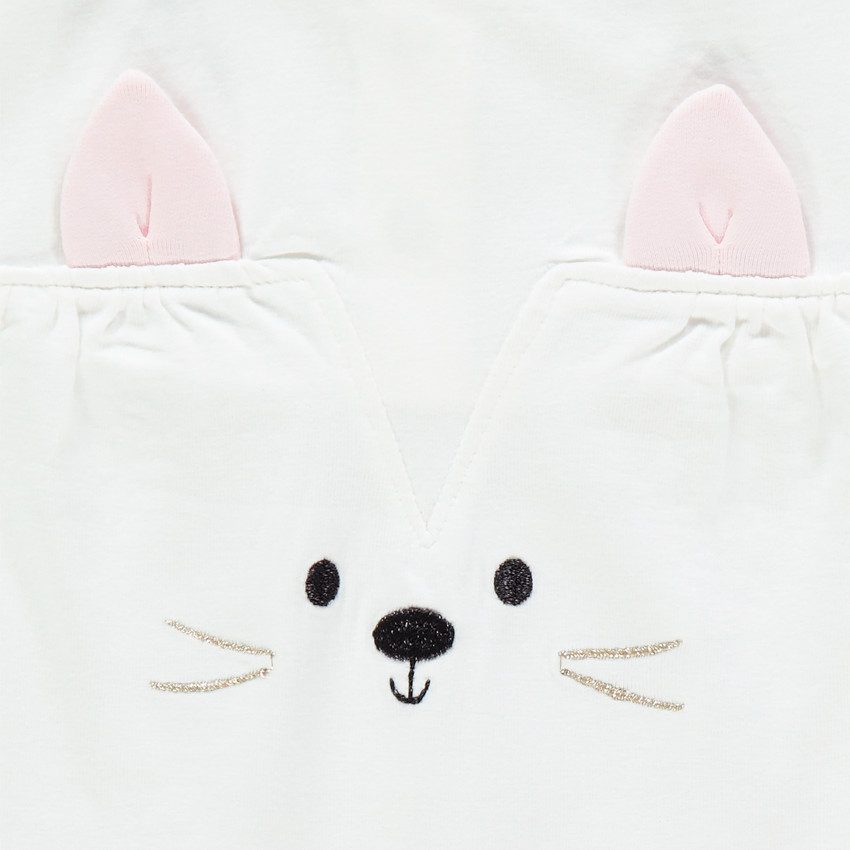 Ensemble 3 pièces en coton motif chat pour bébé fille 