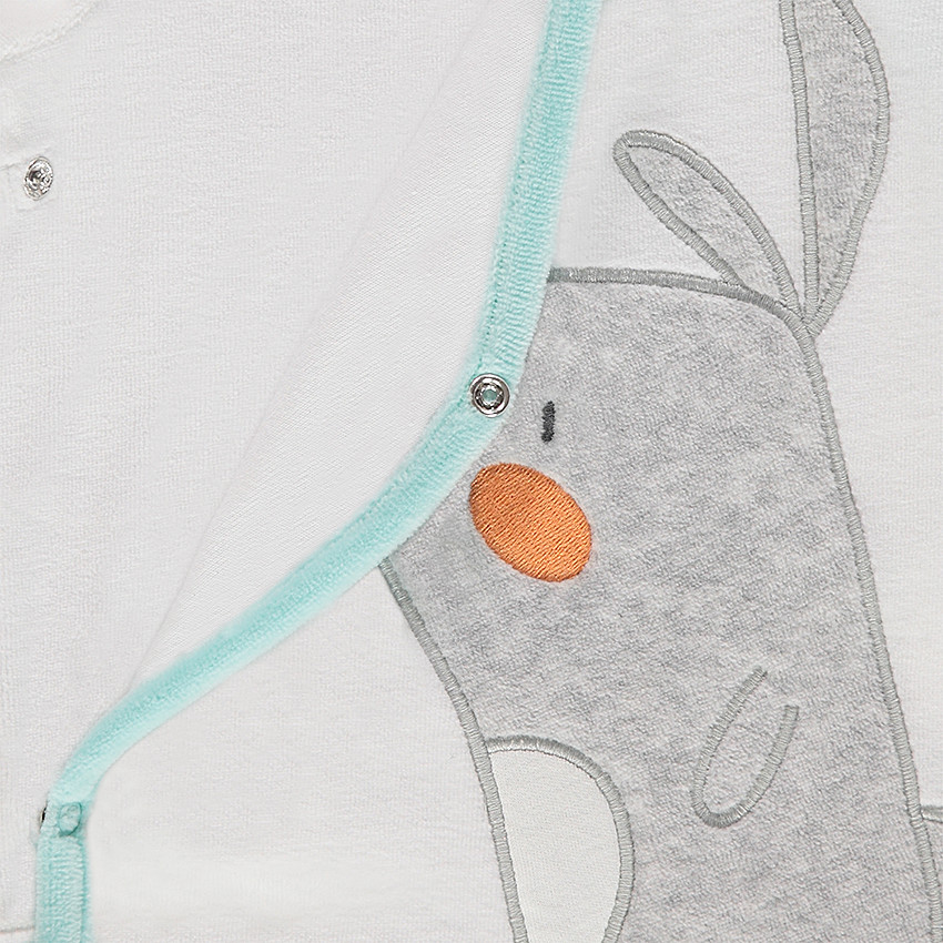 Pyjama en velours avec lapin brodé et bas imprimé all-over 