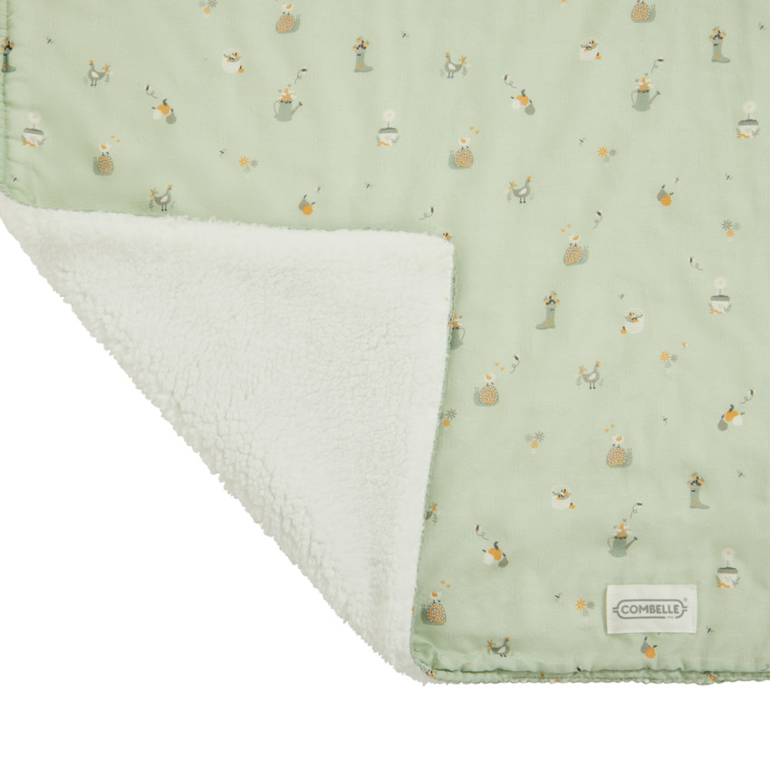 Couverture double face 70 x 100 cm Promenade Bucolique vert 