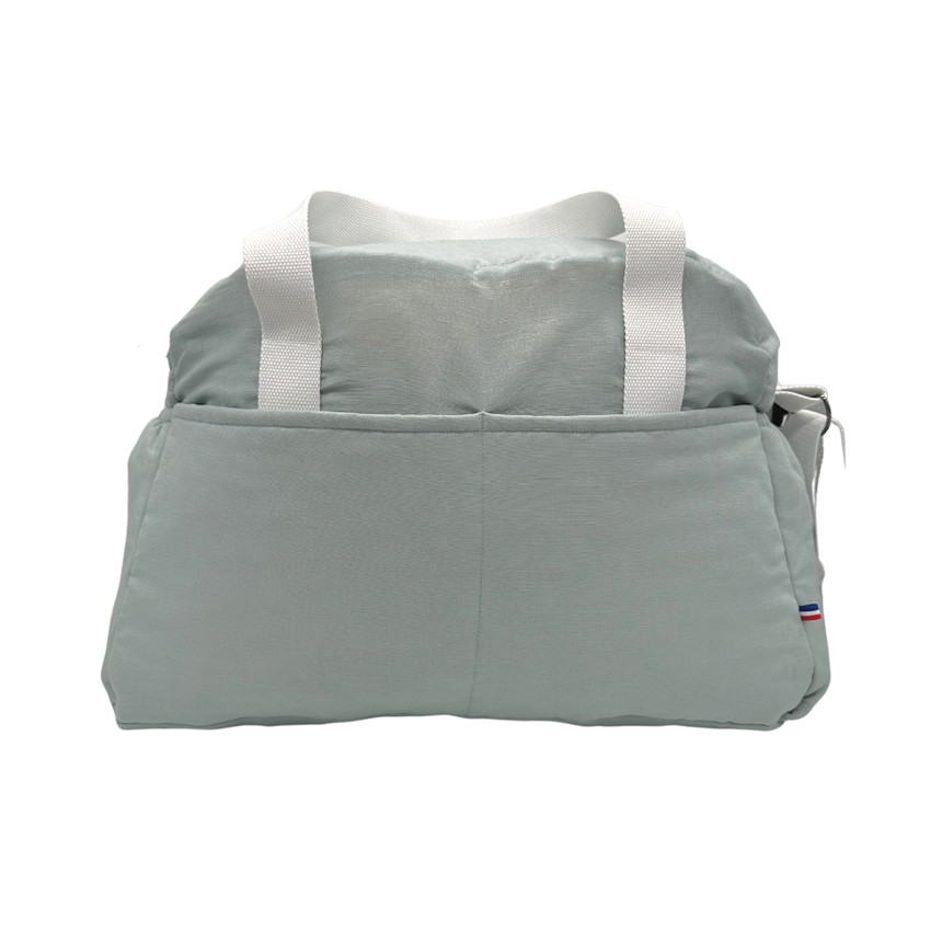 Sac à langer en lin "La vie est belle en famille" menthe 