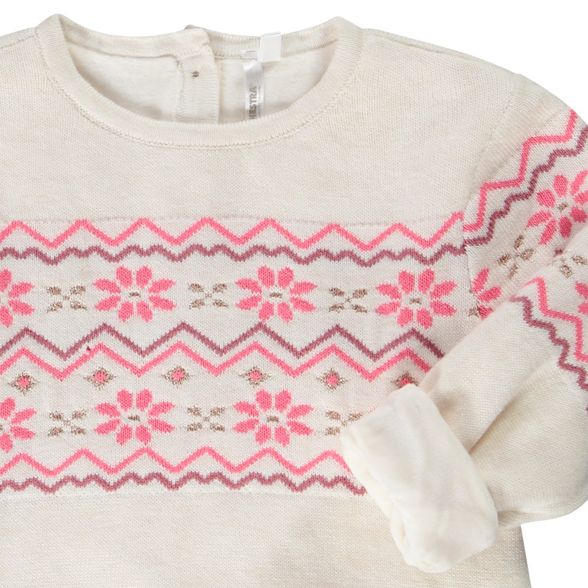 Pull en tricot jacquard avec broderies pour bébé fille 