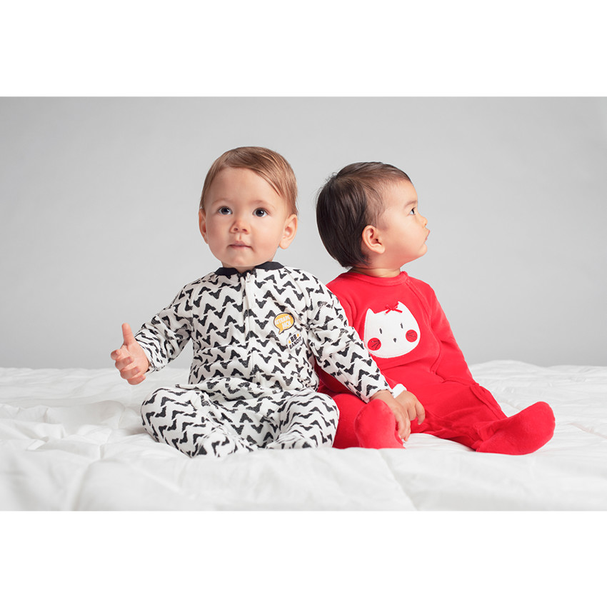 Lot de 2 dors-bien en velours uni / imprimé avec motif chats 