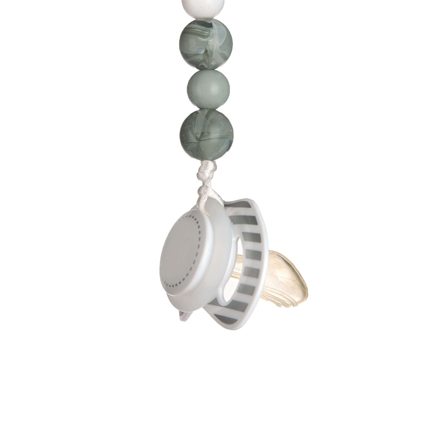 Attache-sucette en bois et silicone Little Chums Chat 