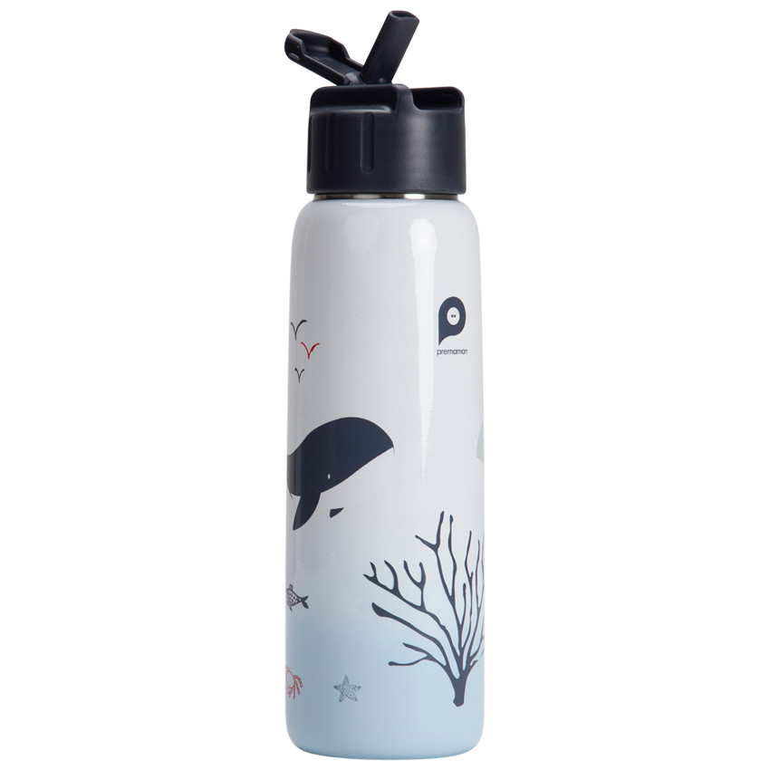 Gourde en métal Pretty sea avec paille 380 ml  