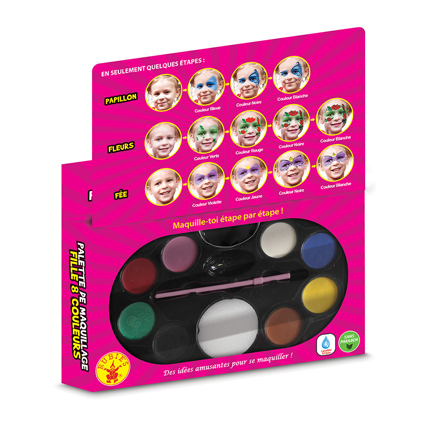 Palette de maquillage fille 8 fards et 1 pinceau  