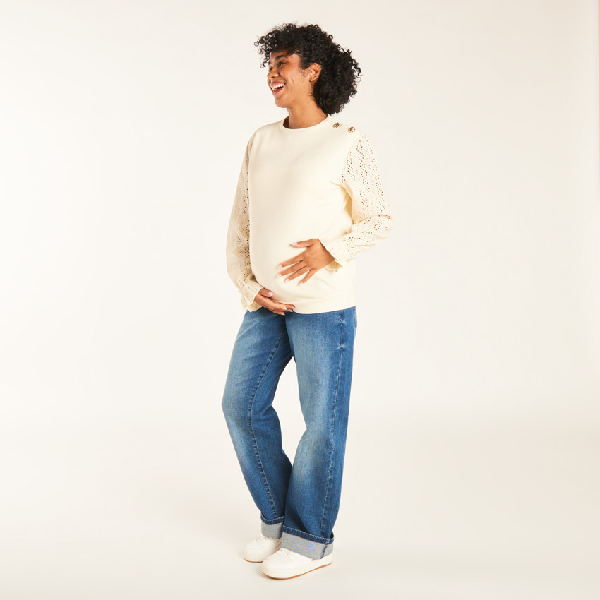 Sweat molleton effet 2en1 uni pour femme 