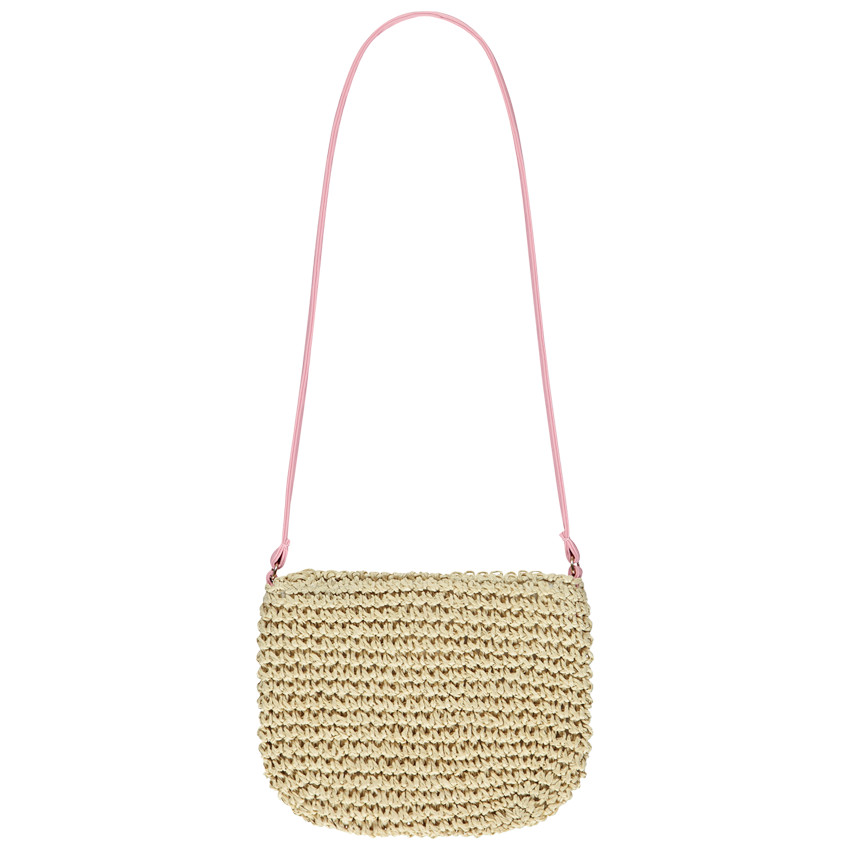 Sac bandoulière en paille tressée avec fleurs pour fille 