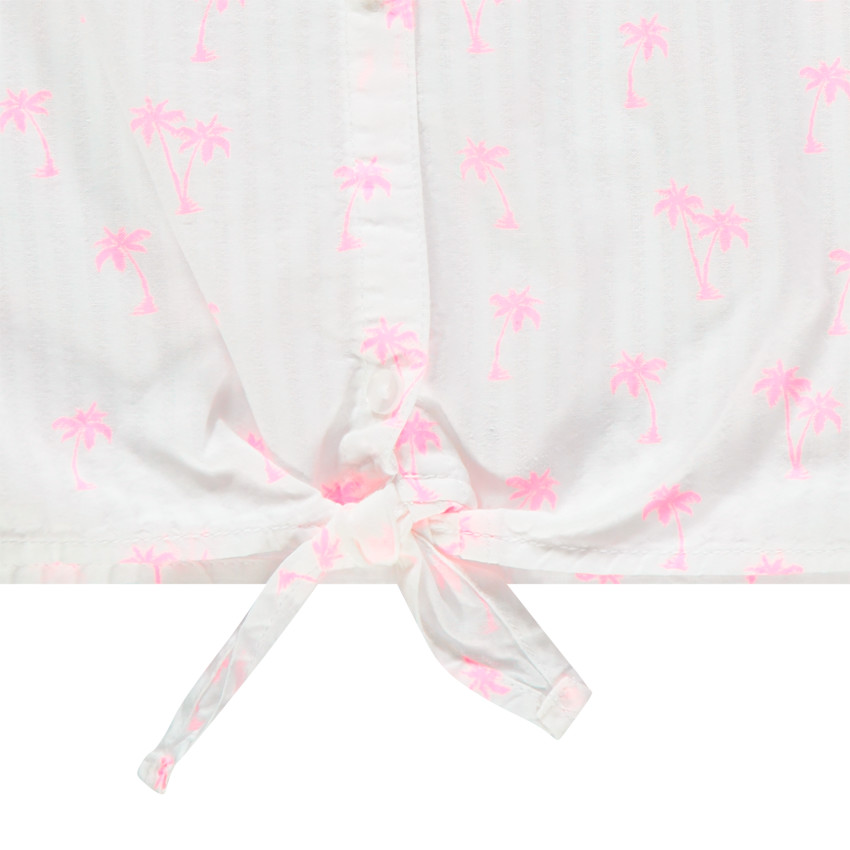 Chemise manches courtes volantées print palmiers 