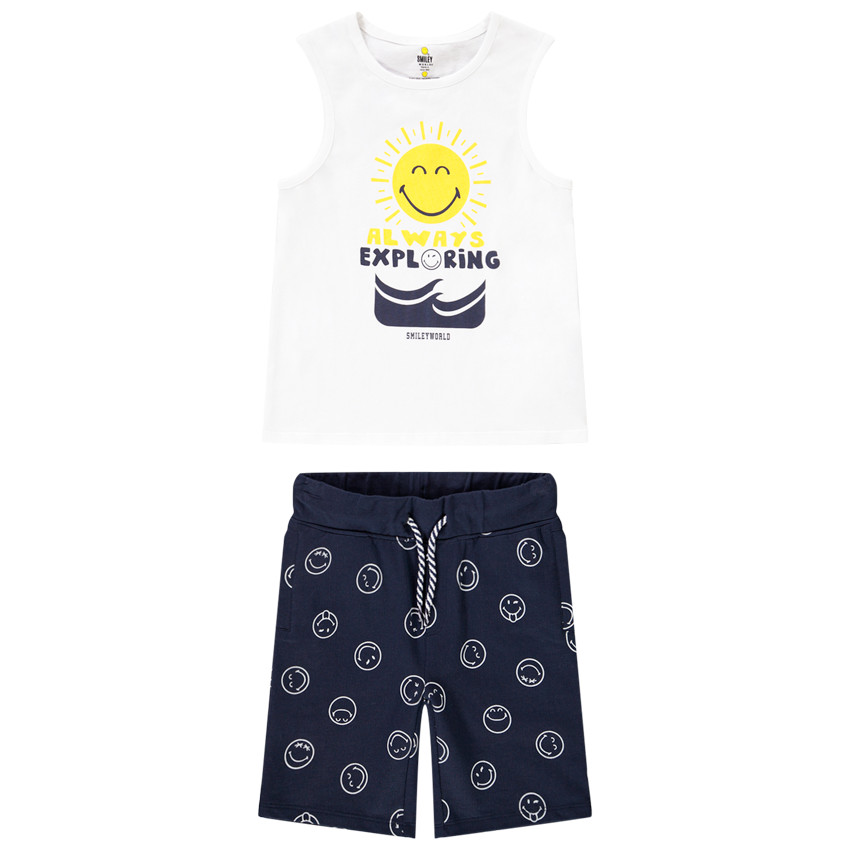 Ensemble de plage débardeur et bermuda SmileyWorld pour garçon 