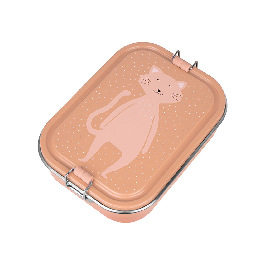 Lunchbox compartimentée en inox Mrs. Cat rose 