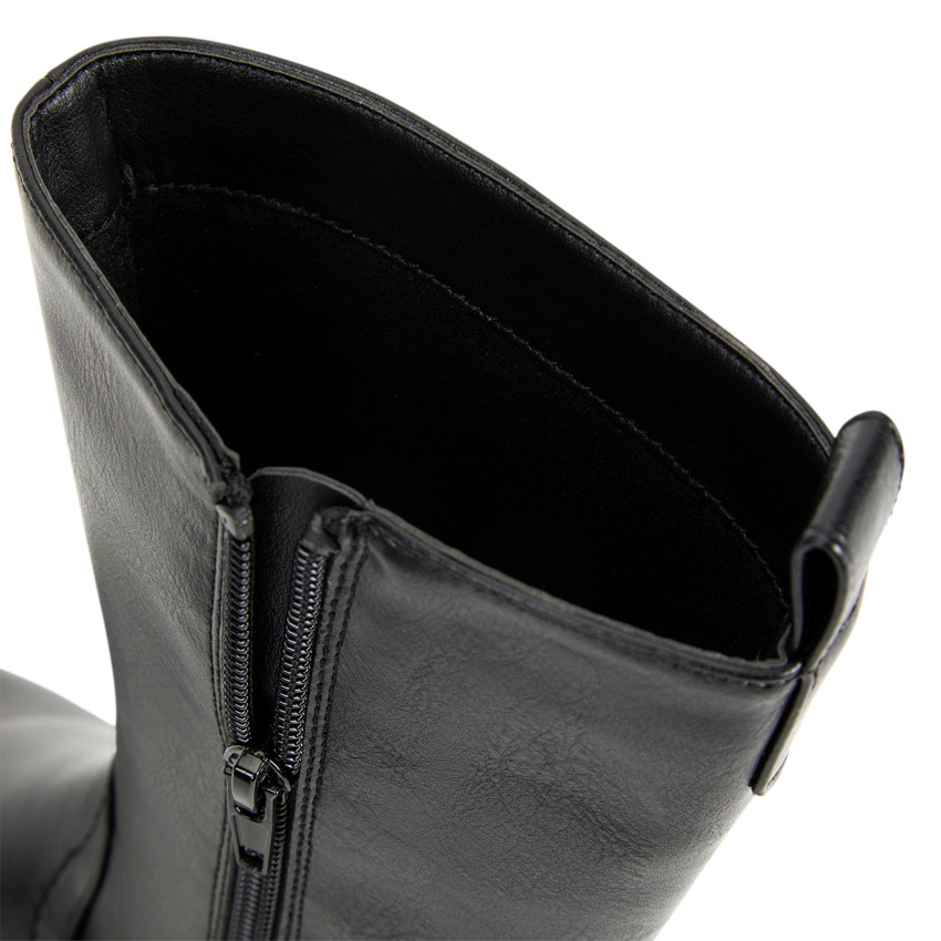 Bottes cavalières noires effet cuir pour fille 