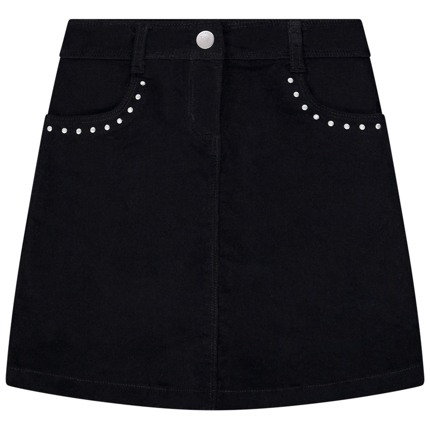 jupe trapèze en velours avec strass pour fille - noir