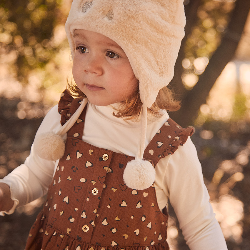 Ensemble sous-pull + robe imprimée cœurs pour bébé fille 