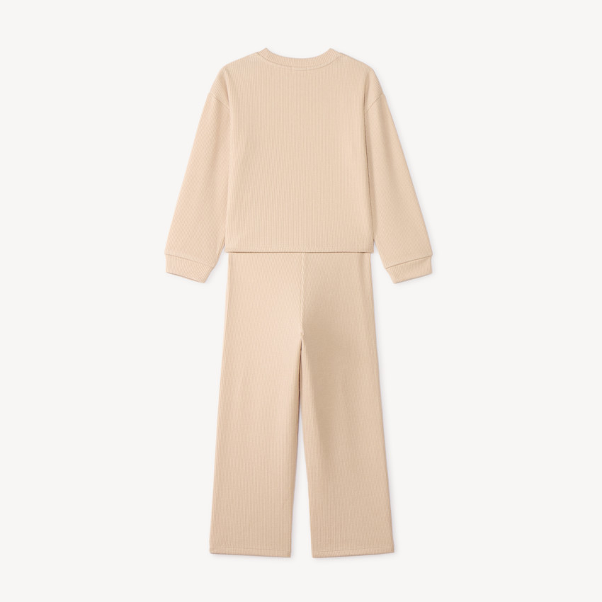 Ensemble 2 pièces pantalon de jogging et sweat fille en maille côtelée 